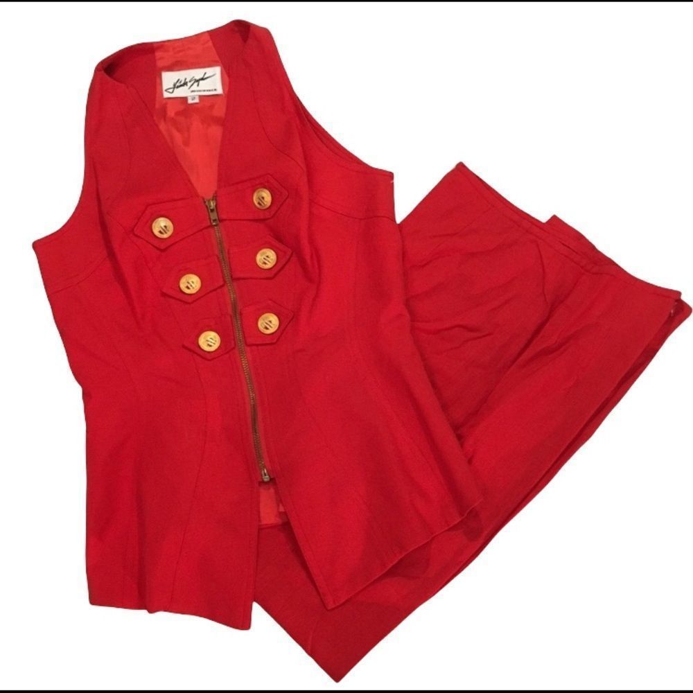 Vintage late 80's Linda Segal Red Two Piec…